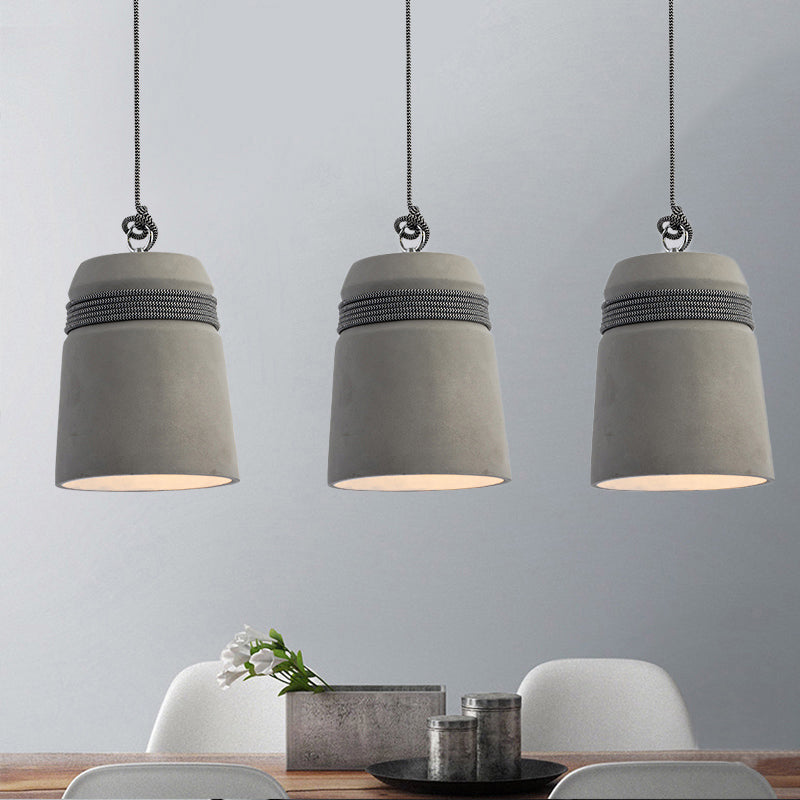 Concrete Bell Shade Pendant Ceiling Light Industrial 1 Light Grey Hanging Ceiling Light with Grey/Black/Wood Rope Grey B Clearhalo 'Ceiling Lights' 'Modern Pendants' 'Modern' 'Pendant Lights' 'Pendants' Lighting' 171683