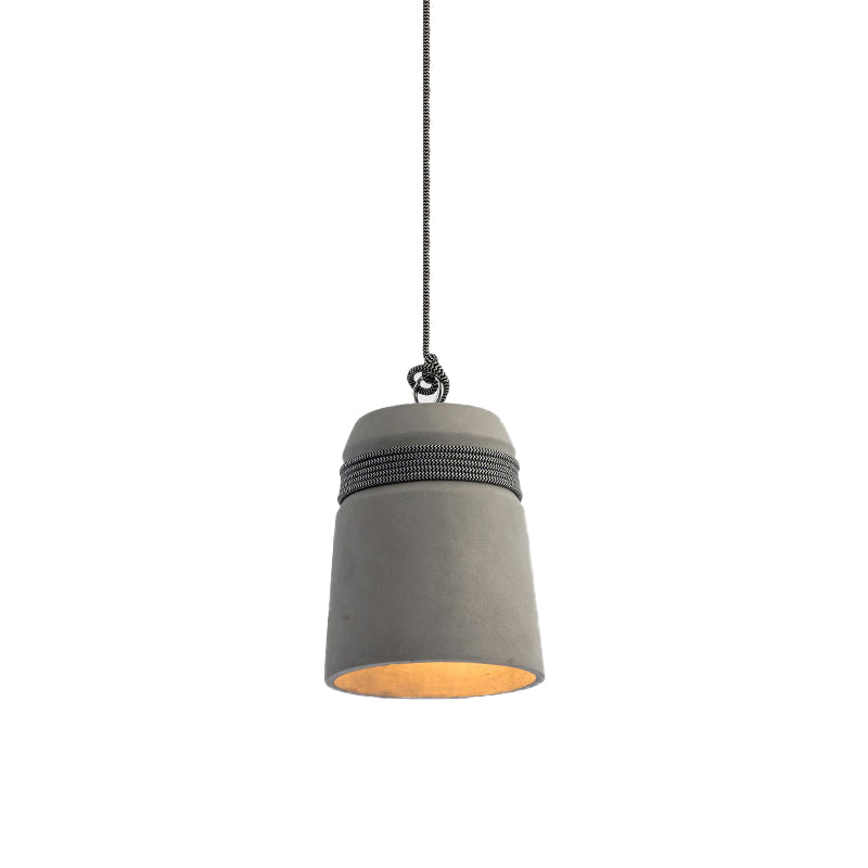 Concrete Bell Shade Pendant Ceiling Light Industrial 1 Light Grey Hanging Ceiling Light with Grey/Black/Wood Rope Clearhalo 'Ceiling Lights' 'Modern Pendants' 'Modern' 'Pendant Lights' 'Pendants' Lighting' 171684