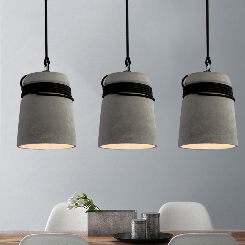 Concrete Bell Shade Pendant Ceiling Light Industrial 1 Light Grey Hanging Ceiling Light with Grey/Black/Wood Rope Grey A Clearhalo 'Ceiling Lights' 'Modern Pendants' 'Modern' 'Pendant Lights' 'Pendants' Lighting' 171689