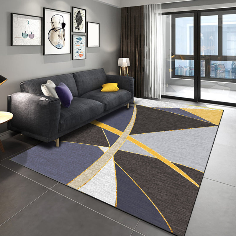 Stylish Colorblock Rug Black and Purple Modern Rug Polyester Washable Pet Friendly Anti-Slip Carpet for Living Room Black Clearhalo 'Area Rug' 'Modern' 'Rugs' Rug' 1716941