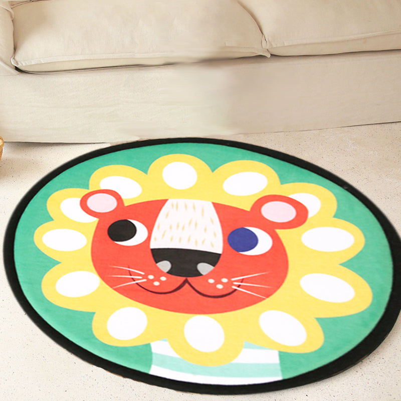 Kids Cartoon Animal Pattern Rug Grey and Green Polyester Rug Washable Pet Friendly Non-Slip Area Rug for Child's Bedroom Green Clearhalo 'Area Rug' 'Rug' 1716958