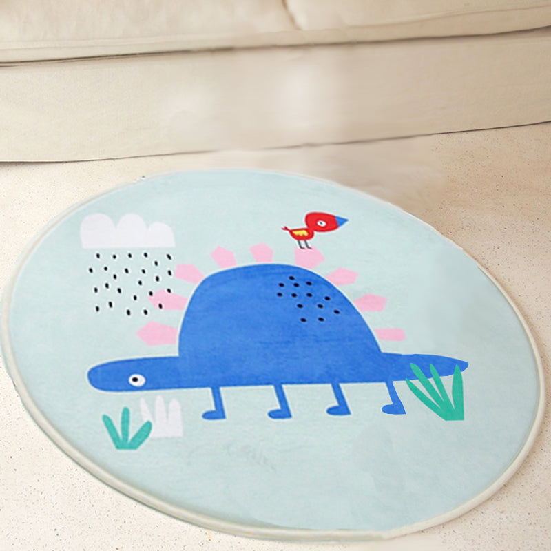 Kids Cartoon Animal Pattern Rug Grey and Green Polyester Rug Washable Pet Friendly Non-Slip Area Rug for Child's Bedroom Blue Clearhalo 'Area Rug' 'Rug' 1716962