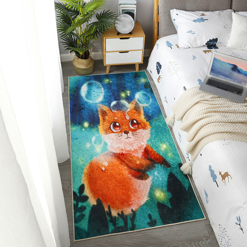 Kids Dog Pattern Rug Green and Blue Polyester Rug Washable Pet Friendly Non-Slip Area Rug for Child's Bedroom Green Clearhalo 'Area Rug' 'Rug' 1716974