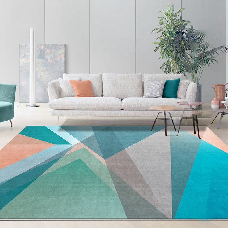 Unique Colorblock Rug Blue and Green Contemporary Rug Polyester Pet Friendly Washable Area Rug for Living Room Blue Clearhalo 'Area Rug' 'Modern' 'Rugs' Rug' 1717054