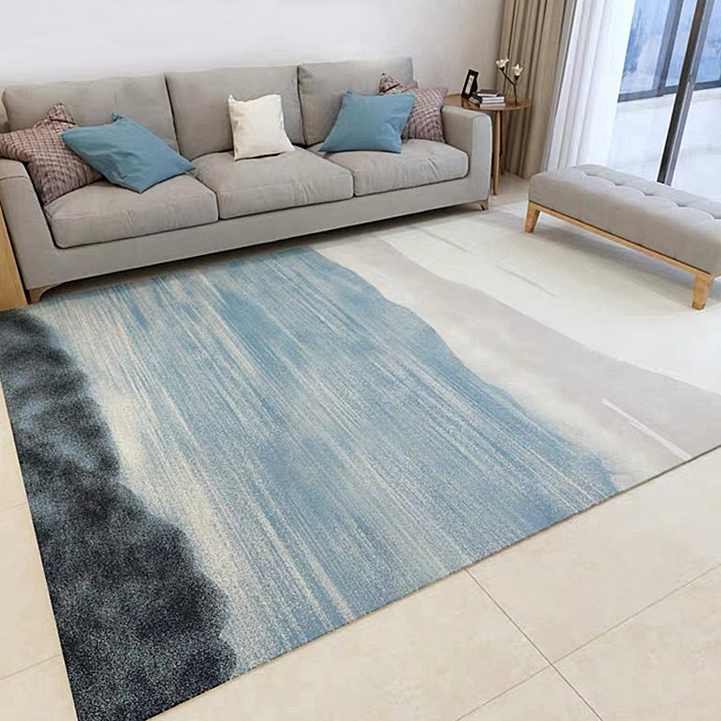 Grey and Blue Modernist Rug Polyester Abstract Rug Pet Friendly Washable Anti-Slip Backing Carpet for Living Room Blue Clearhalo 'Area Rug' 'Modern' 'Rugs' Rug' 1717108