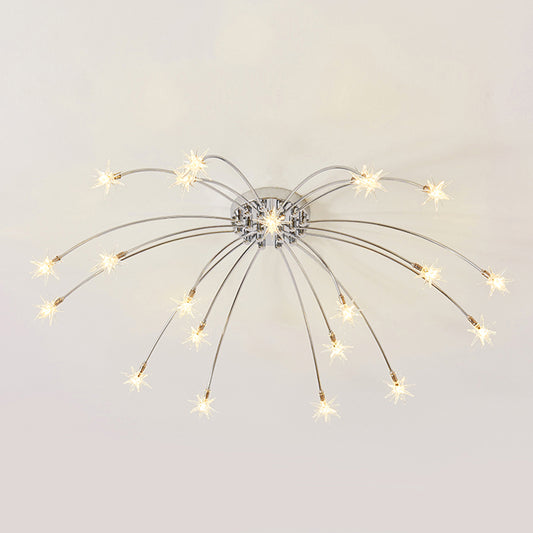 Beautiful Fireworks Semi Flush Ceiling Light Metal Chrome Ceiling Fixture for Kindergarten Clearhalo 'Ceiling Lights' 'Close To Ceiling Lights' 'Close to ceiling' 'Semi-flushmount' Lighting' 171711