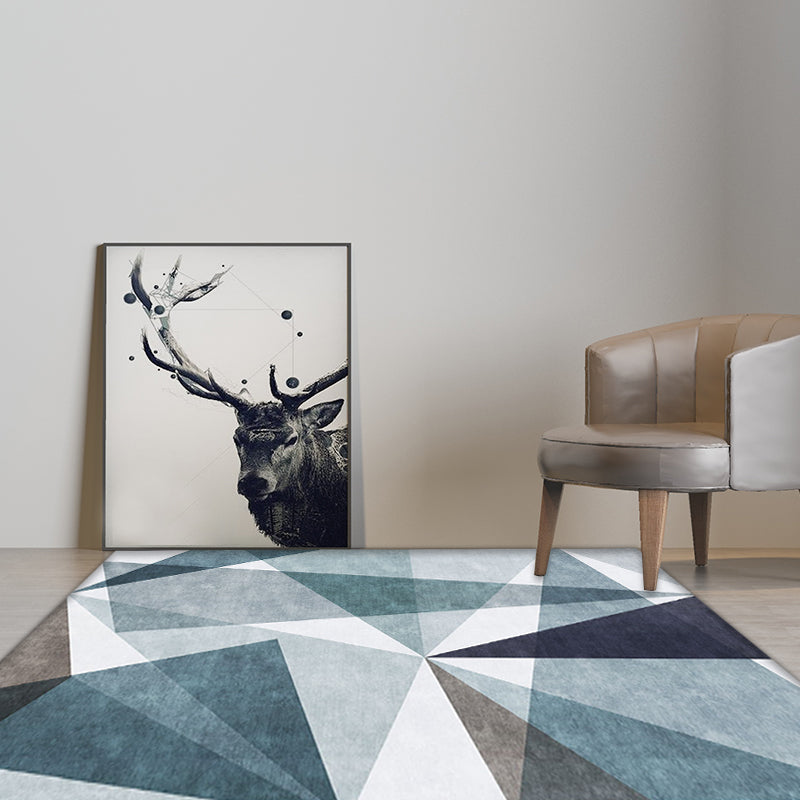 Casual Geometric Pattern Rug Blue Polyester Rug Washable Pet Friendly Non-Slip Area Rug for Living Room Blue Clearhalo 'Area Rug' 'Modern' 'Rugs' Rug' 1717154