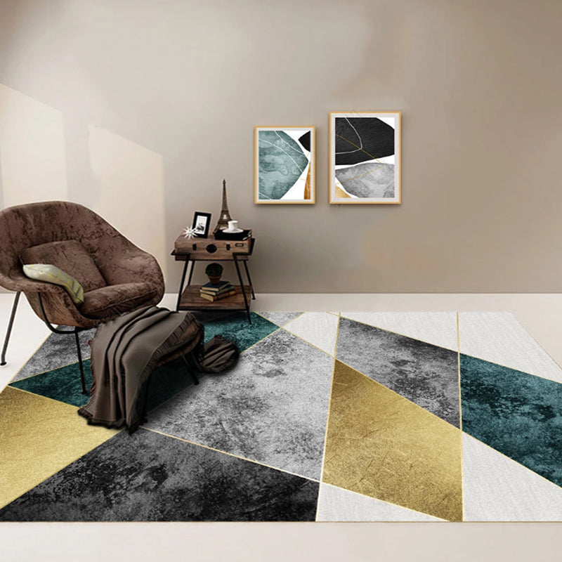 Multicolor Bedroom Rug Polyester Modernism Colorblock Geometric Pattern Rug Washable Pet Friendly Carpet Gold Clearhalo 'Area Rug' 'Modern' 'Rugs' Rug' 1717227