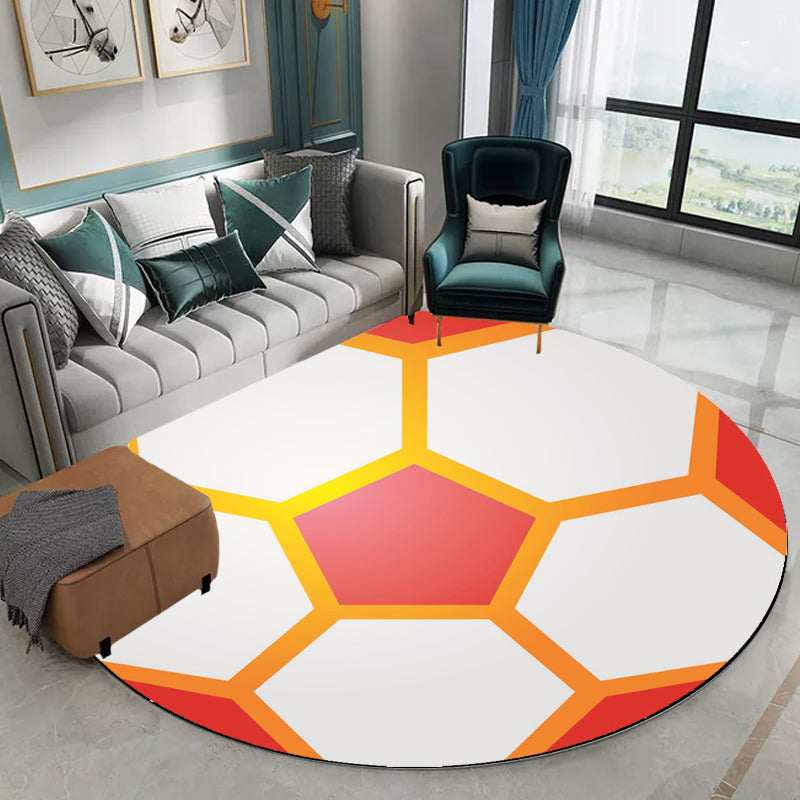 Stylish Sports Pattern Rug Orange Multicolor Kids Rug Polyester Pet Friendly Washable Area Rug for Nursery White Clearhalo 'Area Rug' 'Rug' 1717296