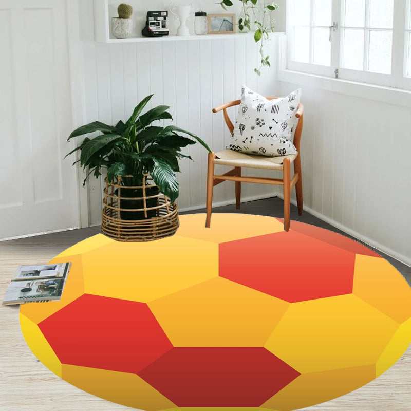 Stylish Sports Pattern Rug Orange Multicolor Kids Rug Polyester Pet Friendly Washable Area Rug for Nursery Clearhalo 'Area Rug' 'Rug' 1717300