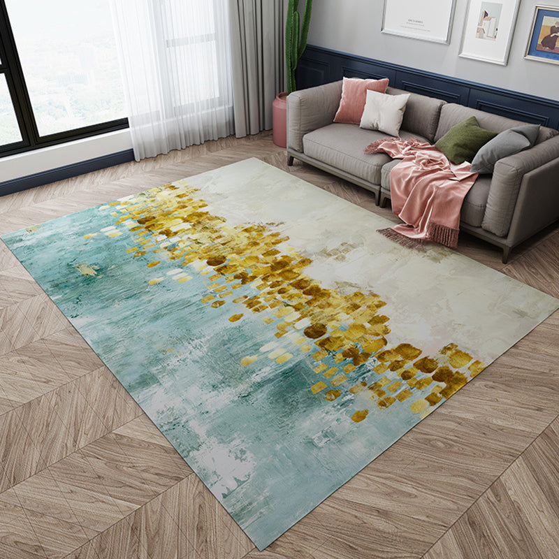 Stylish Oil Painting Rug with Tree Pattern Blue and Gold Casual Rug Flannel Pet Friendly Washable Area Rug for Living Room Blue Clearhalo 'Area Rug' 'Modern' 'Rugs' Rug' 1717309