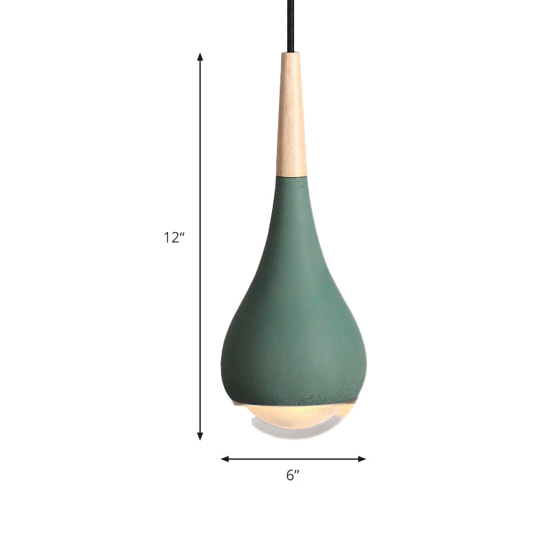 Pear Pendant Lighting Nordic Cement 1 Light Grey/Red/Green Hanging Ceiling Light Clearhalo 'Ceiling Lights' 'Modern Pendants' 'Modern' 'Pendant Lights' 'Pendants' Lighting' 171734