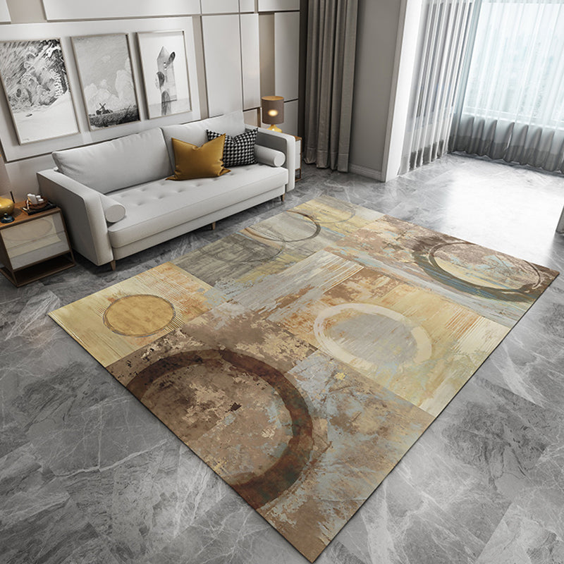 Unique Watercolor Pattern Rug Multicolor Modern Rug Flannel Washable Pet Friendly Anti-Slip Carpet for Living Room Khaki Clearhalo 'Area Rug' 'Modern' 'Rugs' Rug' 1717391