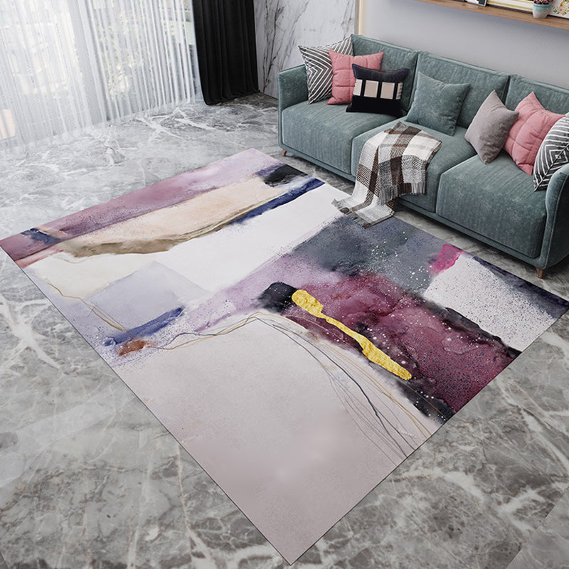 Unique Watercolor Pattern Rug Multicolor Modern Rug Flannel Washable Pet Friendly Anti-Slip Carpet for Living Room Purple Clearhalo 'Area Rug' 'Modern' 'Rugs' Rug' 1717398