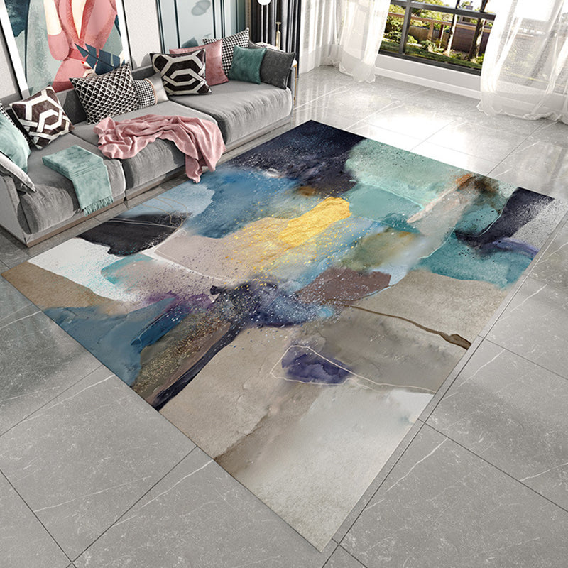 Unique Watercolor Pattern Rug Multicolor Modern Rug Flannel Washable Pet Friendly Anti-Slip Carpet for Living Room Blue Clearhalo 'Area Rug' 'Modern' 'Rugs' Rug' 1717399