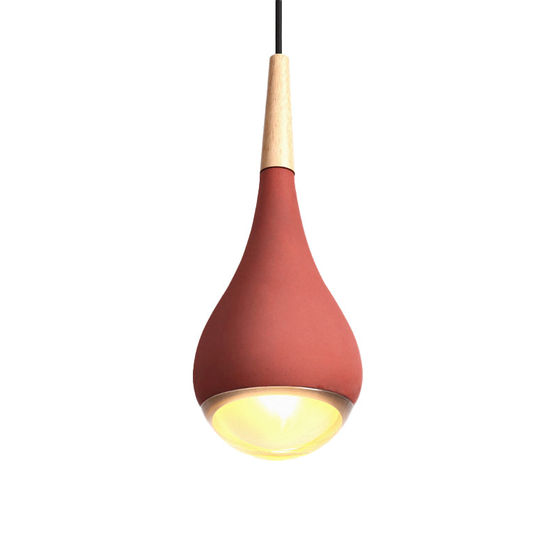 Pear Pendant Lighting Nordic Cement 1 Light Grey/Red/Green Hanging Ceiling Light Clearhalo 'Ceiling Lights' 'Modern Pendants' 'Modern' 'Pendant Lights' 'Pendants' Lighting' 171740