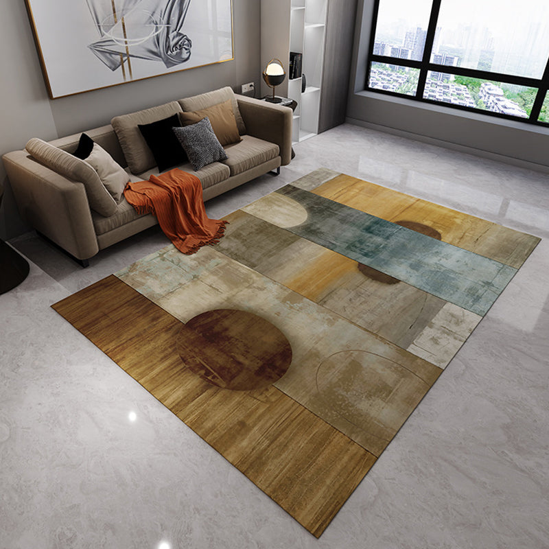 Unique Watercolor Pattern Rug Multicolor Modern Rug Flannel Washable Pet Friendly Anti-Slip Carpet for Living Room Brown Clearhalo 'Area Rug' 'Modern' 'Rugs' Rug' 1717400