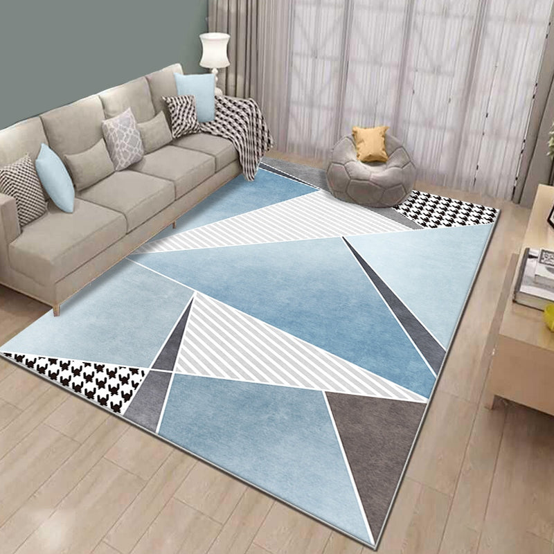 Stylish Geometric Pattern Rug with Houndstooth Blue Contemporary Rug Polyester Pet Friendly Washable Area Rug for Living Room Blue Clearhalo 'Area Rug' 'Modern' 'Rugs' Rug' 1717401