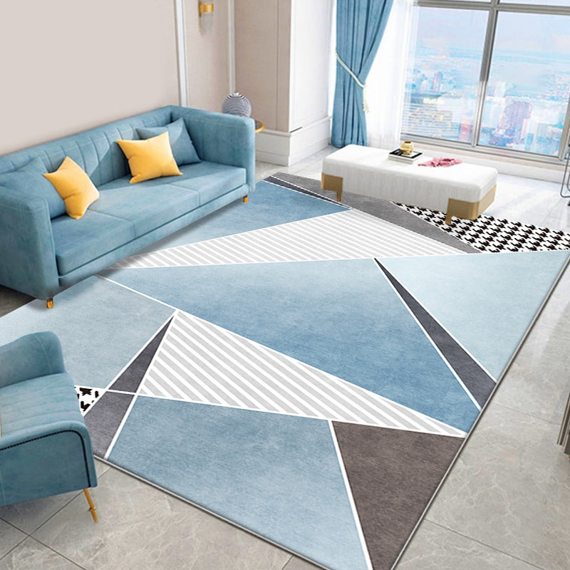 Stylish Geometric Pattern Rug with Houndstooth Blue Contemporary Rug Polyester Pet Friendly Washable Area Rug for Living Room Clearhalo 'Area Rug' 'Modern' 'Rugs' Rug' 1717402