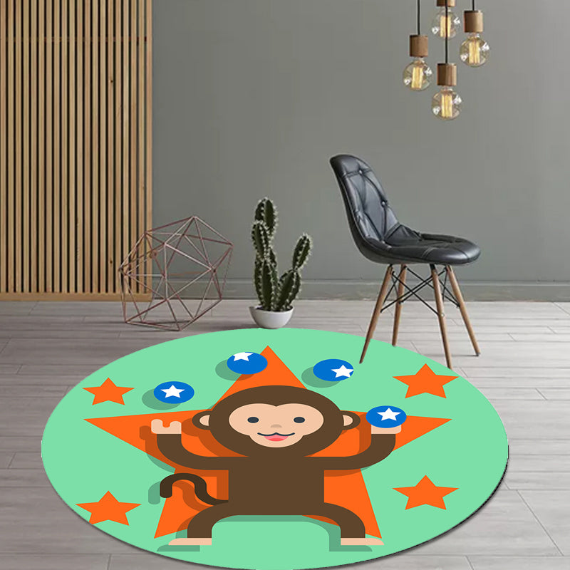 Multicolor Kids Rug Polyester Cartoon Animal Pattern Rug Pet Friendly Washable Anti-Slip Backing Carpet for Decoration Clearhalo 'Area Rug' 'Rug' 1717410
