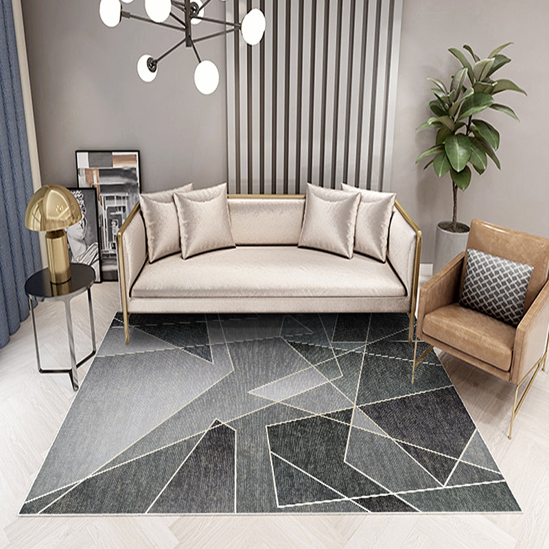 Unique Multicolor Striped Pattern Rug with Geometric Printed Polyester Modernist Rug Pet Friendly Anti-Slip Backing Area Rug for Bedroom Grey Clearhalo 'Area Rug' 'Modern' 'Rugs' Rug' 1717441