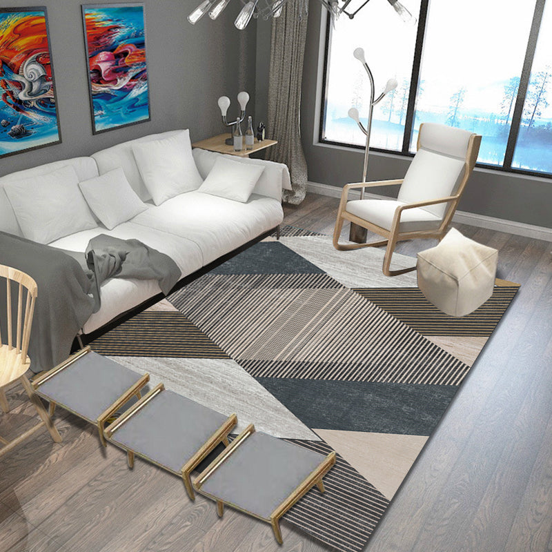 Unique Multicolor Striped Pattern Rug with Geometric Printed Polyester Modernist Rug Pet Friendly Anti-Slip Backing Area Rug for Bedroom Clearhalo 'Area Rug' 'Modern' 'Rugs' Rug' 1717450