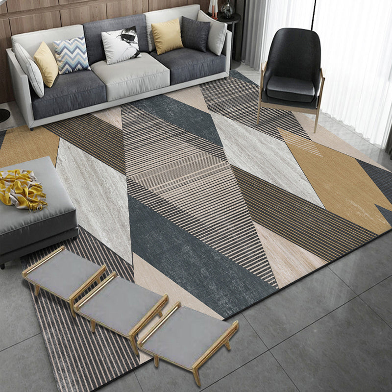 Unique Multicolor Striped Pattern Rug with Geometric Printed Polyester Modernist Rug Pet Friendly Anti-Slip Backing Area Rug for Bedroom Clearhalo 'Area Rug' 'Modern' 'Rugs' Rug' 1717451