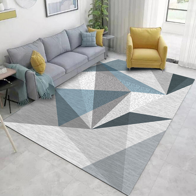 Contemporary Colorblock Geometric Pattern Rug Blue and Grey Polyester Rug Washable Pet Friendly Non-Slip Area Rug for Living Room Blue Clearhalo 'Area Rug' 'Modern' 'Rugs' Rug' 1717455