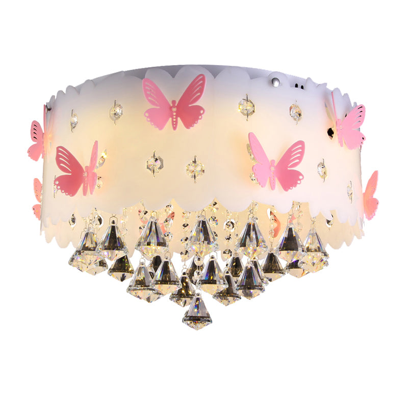 Pink Butterfly Flush Ceiling Light Decorative Glittering Crystal Ceiling Lamp for Girls Bedroom Clearhalo 'Ceiling Lights' 'Close To Ceiling Lights' 'Close to ceiling' 'Flush mount' Lighting' 171753