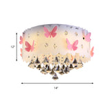 Pink Butterfly Flush Ceiling Light Decorative Glittering Crystal Ceiling Lamp for Girls Bedroom Clearhalo 'Ceiling Lights' 'Close To Ceiling Lights' 'Close to ceiling' 'Flush mount' Lighting' 171754