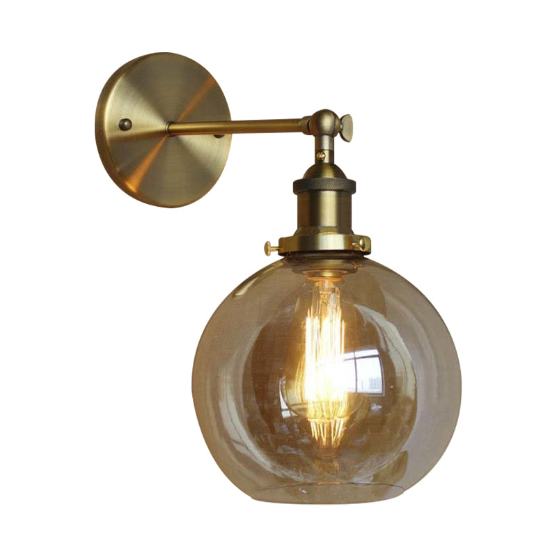 Clear Glass Globe Wall Lighting Industrial Style 1 Light Bedroom Sconce Light Fixture Clearhalo 'Art deco wall lights' 'Cast Iron' 'Glass' 'Industrial wall lights' 'Industrial' 'Middle century wall lights' 'Modern' 'Rustic wall lights' 'Tiffany' 'Traditional wall lights' 'Wall Lamps & Sconces' 'Wall Lights' Lighting' 171797