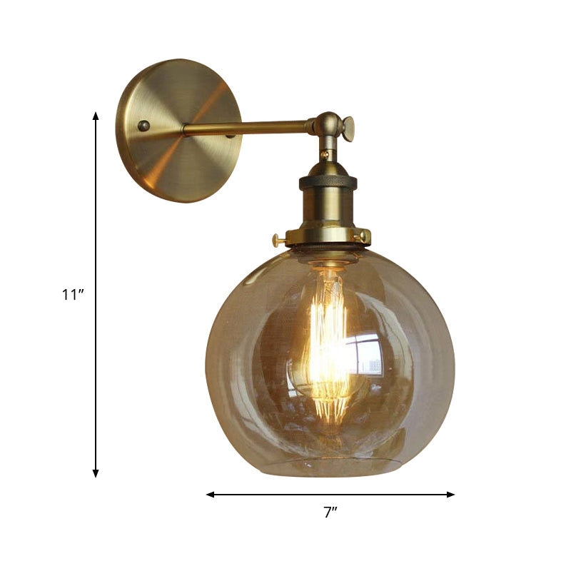 Clear Glass Globe Wall Lighting Industrial Style 1 Light Bedroom Sconce Light Fixture Clearhalo 'Art deco wall lights' 'Cast Iron' 'Glass' 'Industrial wall lights' 'Industrial' 'Middle century wall lights' 'Modern' 'Rustic wall lights' 'Tiffany' 'Traditional wall lights' 'Wall Lamps & Sconces' 'Wall Lights' Lighting' 171798