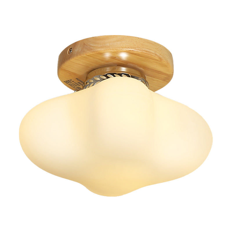Milk Glass Curved Square Flush Ceiling Light Hotel 1 Bulb Simple Style Ceiling Lamp in White Clearhalo 'Ceiling Lights' 'Close To Ceiling Lights' 'Close to ceiling' 'Glass shade' 'Glass' 'Semi-flushmount' Lighting' 171838