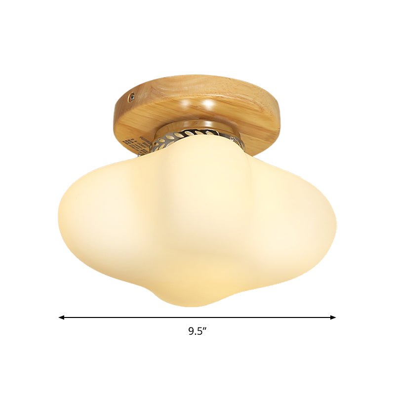 Milk Glass Curved Square Flush Ceiling Light Hotel 1 Bulb Simple Style Ceiling Lamp in White Clearhalo 'Ceiling Lights' 'Close To Ceiling Lights' 'Close to ceiling' 'Glass shade' 'Glass' 'Semi-flushmount' Lighting' 171839