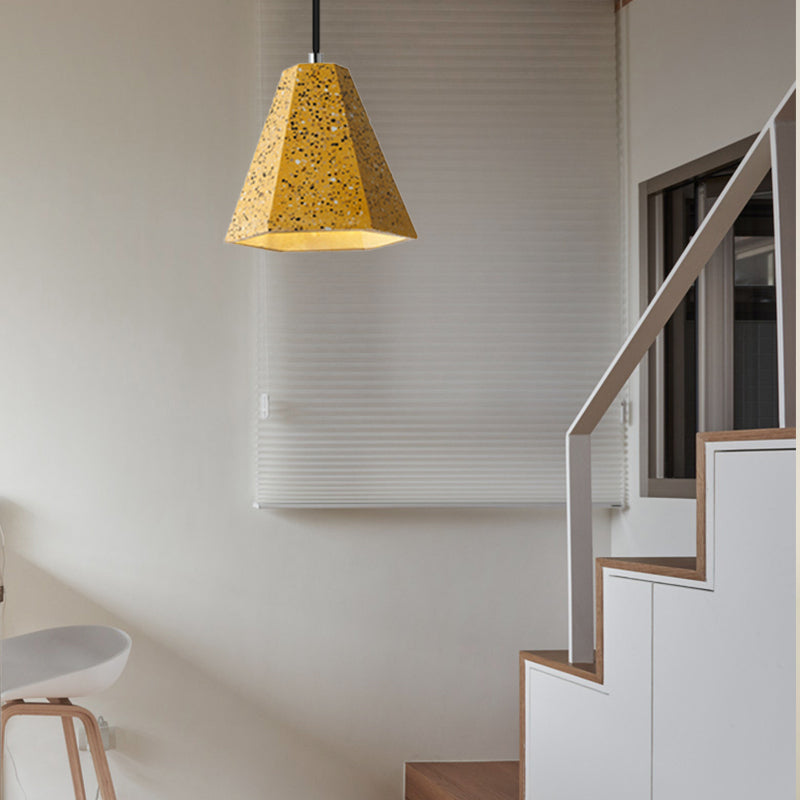 1 Light Pendant Lighting with Geometric Cement Shade Simplicity Black/White/Yellow Hanging Light Clearhalo 'Ceiling Lights' 'Modern Pendants' 'Modern' 'Pendant Lights' 'Pendants' Lighting' 171857