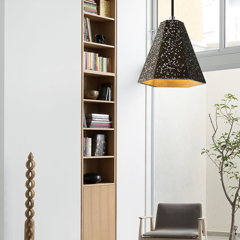 1 Light Pendant Lighting with Geometric Cement Shade Simplicity Black/White/Yellow Hanging Light Clearhalo 'Ceiling Lights' 'Modern Pendants' 'Modern' 'Pendant Lights' 'Pendants' Lighting' 171865