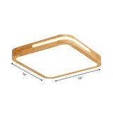 Wood and Acrylic Square Flush Ceiling Lamp Hotel Japanese Style LED 16"/19.5" Wide Ceiling Light in Beige Clearhalo 'Ceiling Lights' 'Close To Ceiling Lights' 'Close to ceiling' 'Flush mount' Lighting' 171904