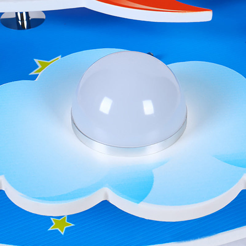 Kids Spaceship Ceiling Mount Light Wood Blue Finish Ceiling Lamp for Kindergarten Clearhalo 'Ceiling Lights' 'Close To Ceiling Lights' 'Close to ceiling' 'Flush mount' Lighting' 171917