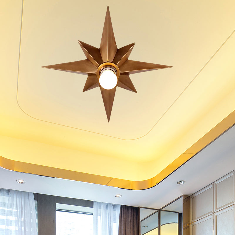 Black/Bronze Anise Star Flush Ceiling Light Contemporary Metal 1 Head Stairway Flush Mount Light Fixture Clearhalo 'Ceiling Lights' 'Close To Ceiling Lights' 'Close to ceiling' 'Flush mount' Lighting' 1719554