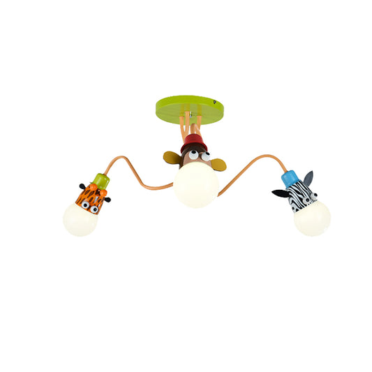 3 Lights Animal Semi Flush Mount Light Modern Metal Ceiling Lamp for Child Bedroom Clearhalo 'Ceiling Lights' 'Close To Ceiling Lights' 'Close to ceiling' 'Semi-flushmount' Lighting' 171956