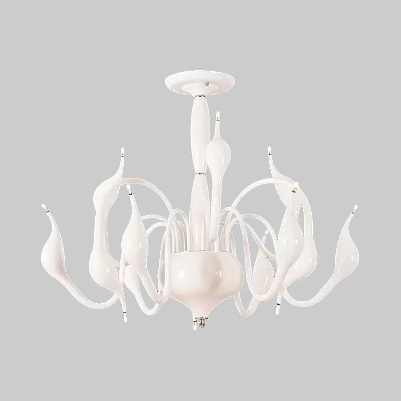 12/18 Lights Living Room Ceiling Chandelier with Swan Acrylic Shade White Suspension Pendant Clearhalo 'Ceiling Lights' 'Chandeliers' 'Modern Chandeliers' 'Modern' Lighting' 1719605