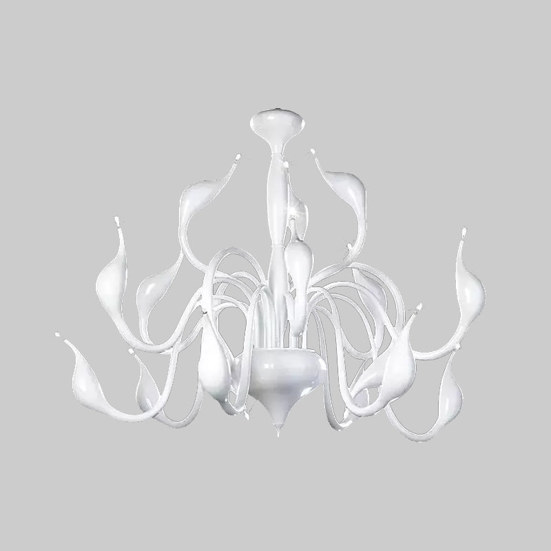 12/18 Lights Living Room Ceiling Chandelier with Swan Acrylic Shade White Suspension Pendant Clearhalo 'Ceiling Lights' 'Chandeliers' 'Modern Chandeliers' 'Modern' Lighting' 1719606