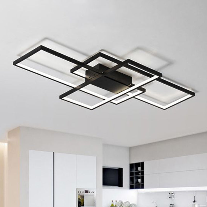 33.5"/41" Wide Traverse Flush Ceiling Light Contemporary Acrylic LED Black/White Flushmount Lighting in Warm/White/Natural Light Clearhalo 'Ceiling Lights' 'Close To Ceiling Lights' 'Close to ceiling' 'Flush mount' Lighting' 1719607