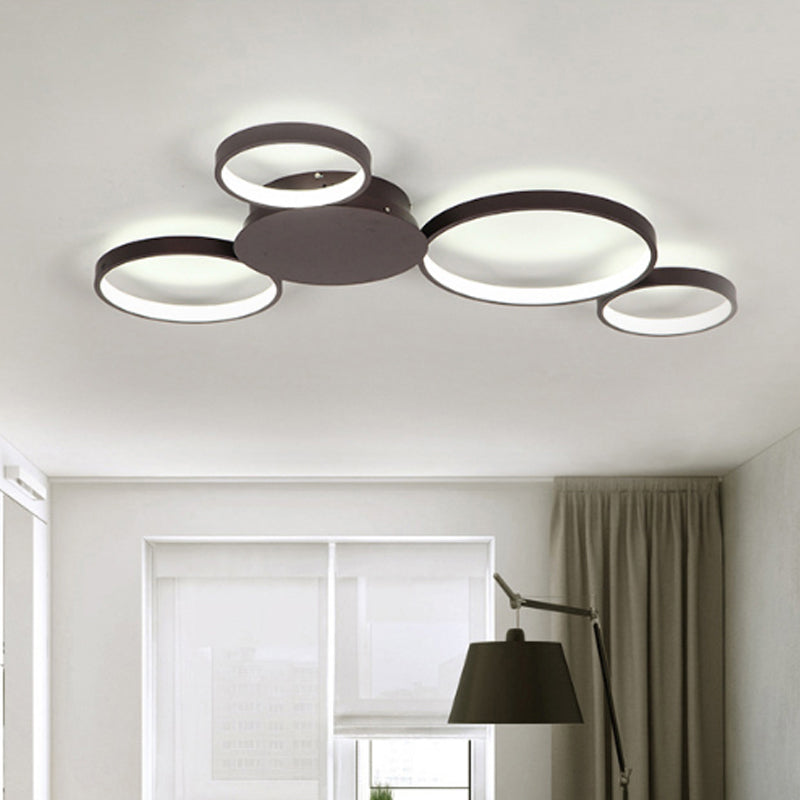 33.5"/41"/47" Wide White/Brown Ring Light Simple LED Acrylic Ceiling Flush Mount Lamp in Warm/White/Natural Light Clearhalo 'Ceiling Lights' 'Close To Ceiling Lights' 'Close to ceiling' 'Semi-flushmount' Lighting' 1719609