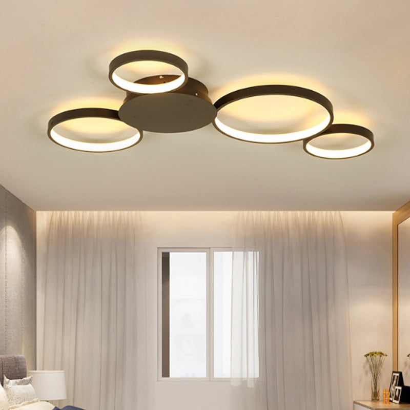 33.5"/41"/47" Wide White/Brown Ring Light Simple LED Acrylic Ceiling Flush Mount Lamp in Warm/White/Natural Light Clearhalo 'Ceiling Lights' 'Close To Ceiling Lights' 'Close to ceiling' 'Semi-flushmount' Lighting' 1719610