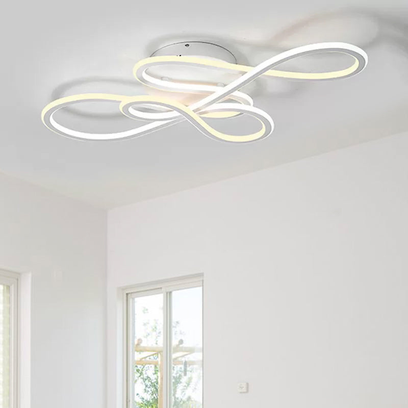 31.5"/39" Wide Twisted Semi Flush Lamp Modern Acrylic LED Living Room Ceiling Light in Inner Warm Outer White/Inner White Outer Warm Light Clearhalo 'Ceiling Lights' 'Close To Ceiling Lights' 'Close to ceiling' 'Semi-flushmount' Lighting' 1719612