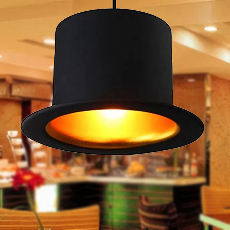 Hat Ceiling Pendant Light Modern Metal 1 Light Black Dining Room Hanging Light, 6.5"/7" Wide Clearhalo 'Ceiling Lights' 'Modern Pendants' 'Modern' 'Pendant Lights' 'Pendants' Lighting' 1719710