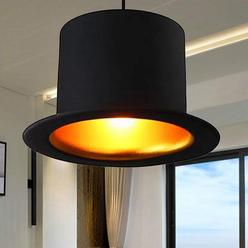 Hat Ceiling Pendant Light Modern Metal 1 Light Black Dining Room Hanging Light, 6.5"/7" Wide Clearhalo 'Ceiling Lights' 'Modern Pendants' 'Modern' 'Pendant Lights' 'Pendants' Lighting' 1719711