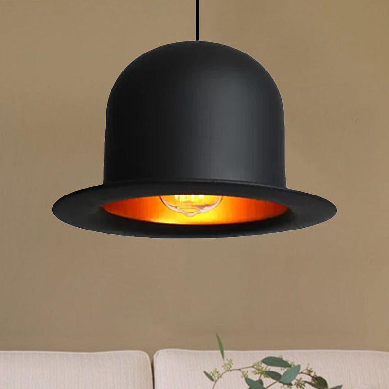 Hat Ceiling Pendant Light Modern Metal 1 Light Black Dining Room Hanging Light, 6.5"/7" Wide Clearhalo 'Ceiling Lights' 'Modern Pendants' 'Modern' 'Pendant Lights' 'Pendants' Lighting' 1719713