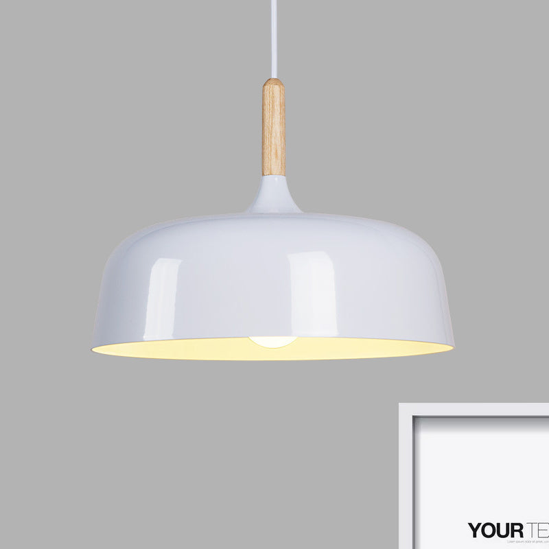 Bowl Ceiling Lamp Metal Simple Style 1 Light Black/White Hanging Pendant Light for Dining Room, 12.5"/19" Wide Clearhalo 'Ceiling Lights' 'Modern Pendants' 'Modern' 'Pendant Lights' 'Pendants' Lighting' 1719723